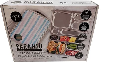 baransu stainless steel lunch box|Stainless steel lunch box set with insulated bag .